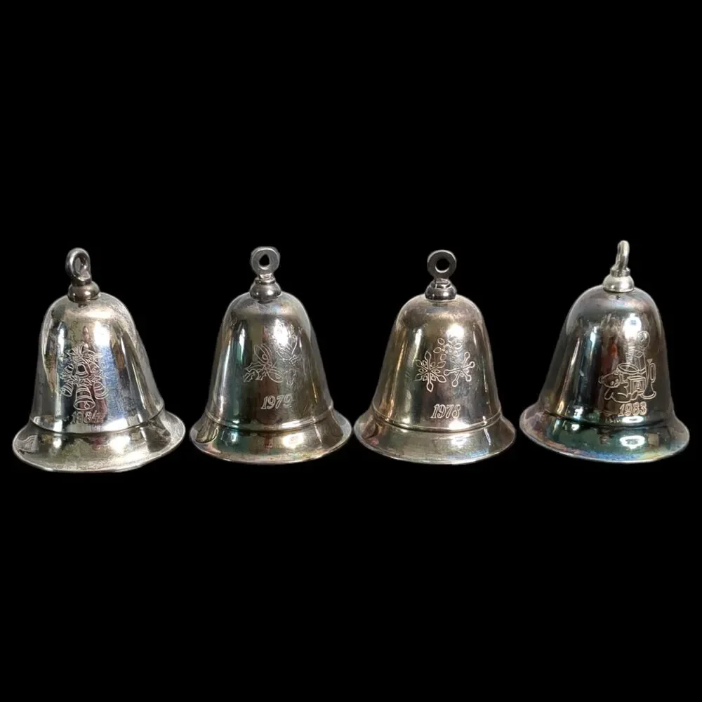 Lot of Kirk Stieff Musical Annual Silver Plate Bells 1978, 1979, 1983, 1984 VTG